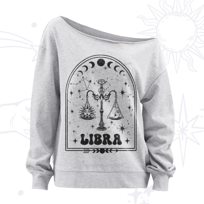 Purplehecate Zodiac Libra Under the Stars Off The Shoulder Sweatshirt
