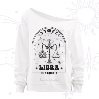 Purplehecate Zodiac Libra Under the Stars Off The Shoulder Sweatshirt