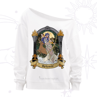 Purplehecate The Huntress Goddess Artemis Off The Shoulder Sweatshirt