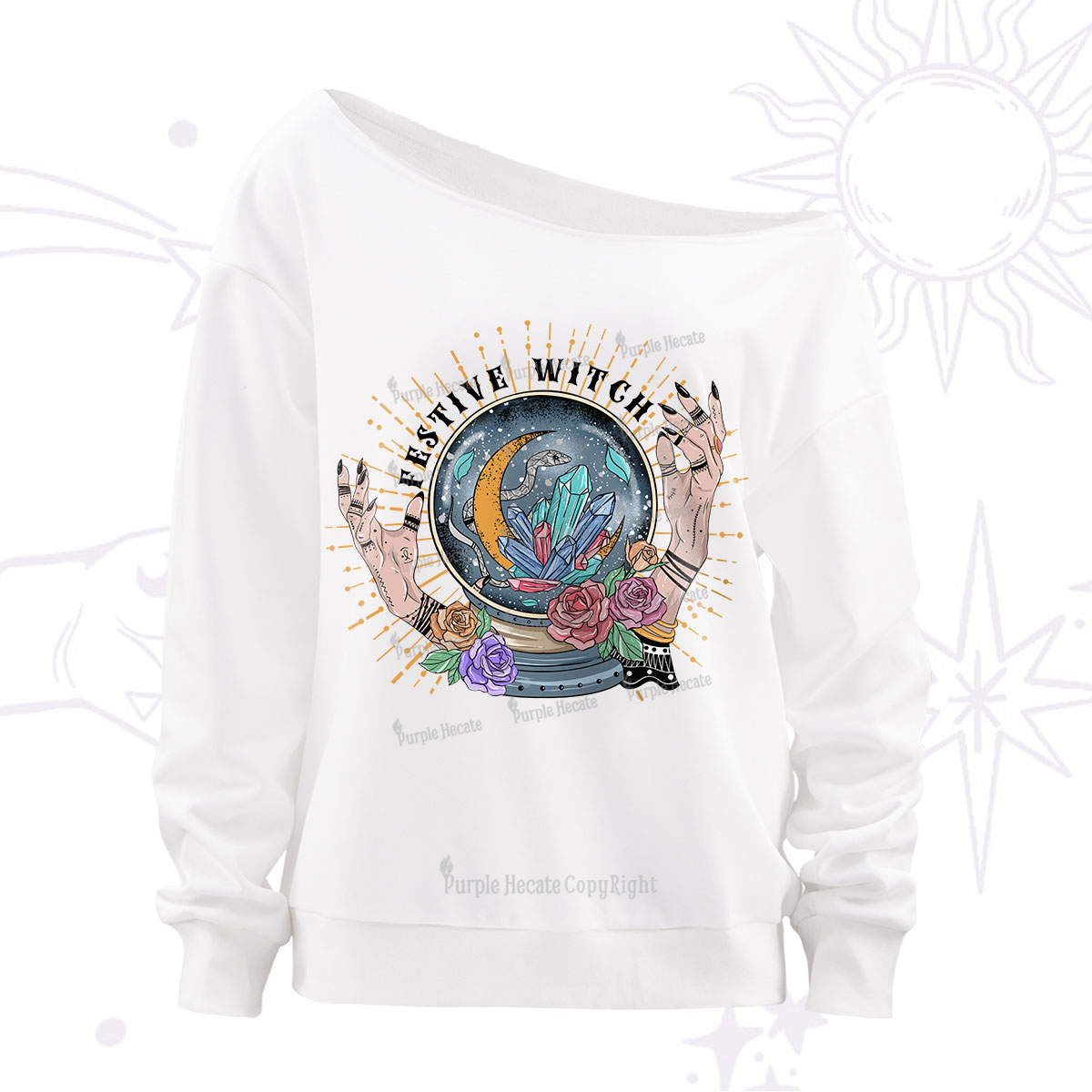 Purplehecate Festive Witch Off The Shoulder Sweatshirt