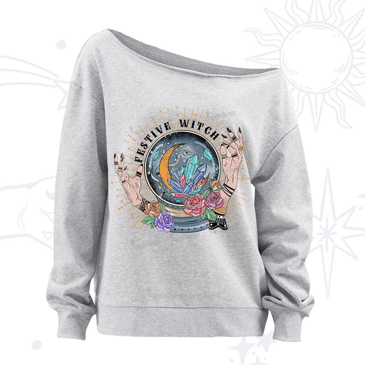 Purplehecate Festive Witch Off The Shoulder Sweatshirt