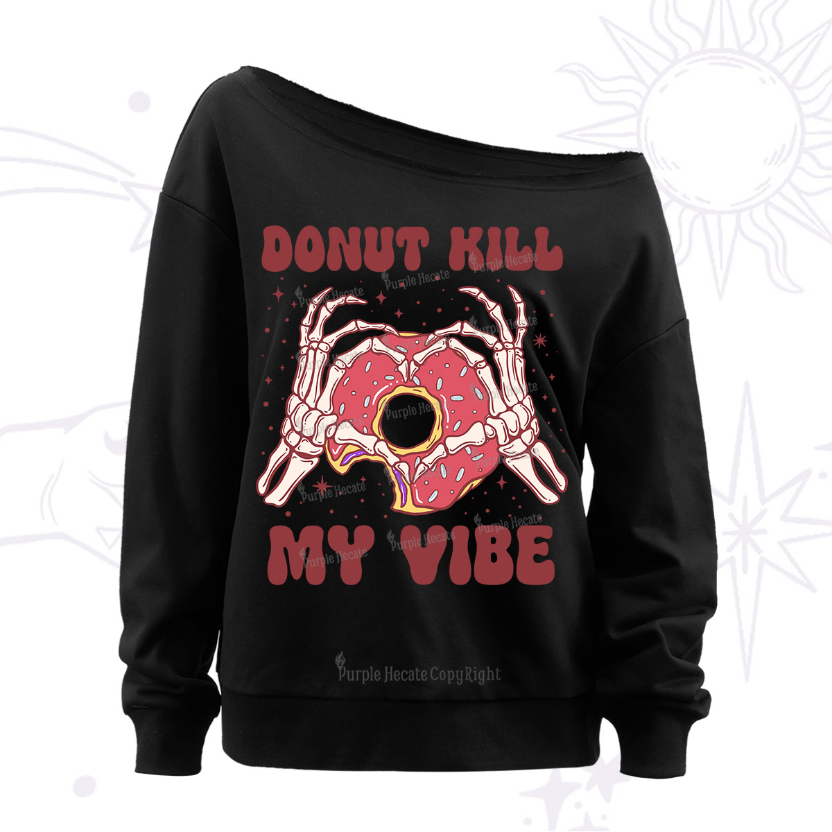 Purplehecate Donut Kill My Vibe Off The Shoulder Sweatshirt