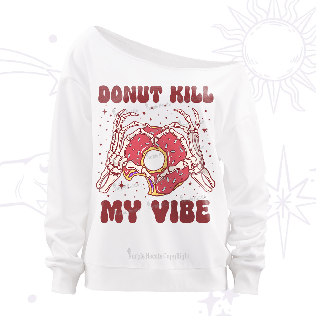 Purplehecate Donut Kill My Vibe Off The Shoulder Sweatshirt