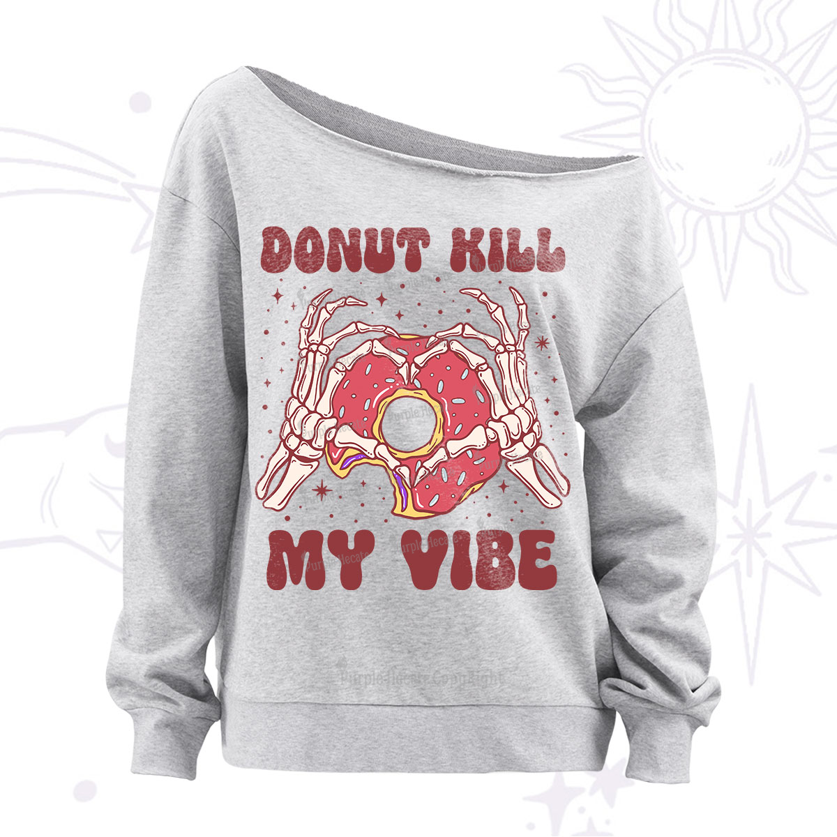 Purplehecate Donut Kill My Vibe Off The Shoulder Sweatshirt