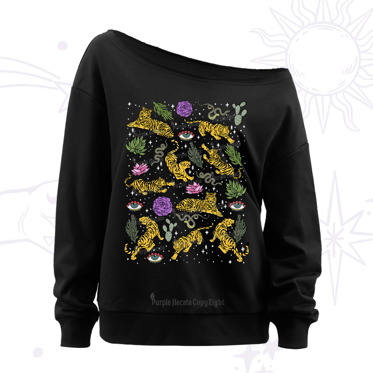 Purplehecate Desert Tiger Off The Shoulder Sweatshirt