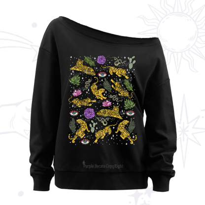 Purplehecate Desert Tiger Off The Shoulder Sweatshirt
