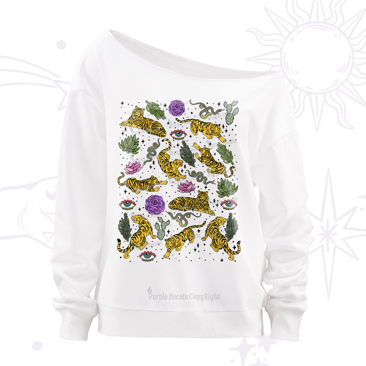 Purplehecate Desert Tiger Off The Shoulder Sweatshirt