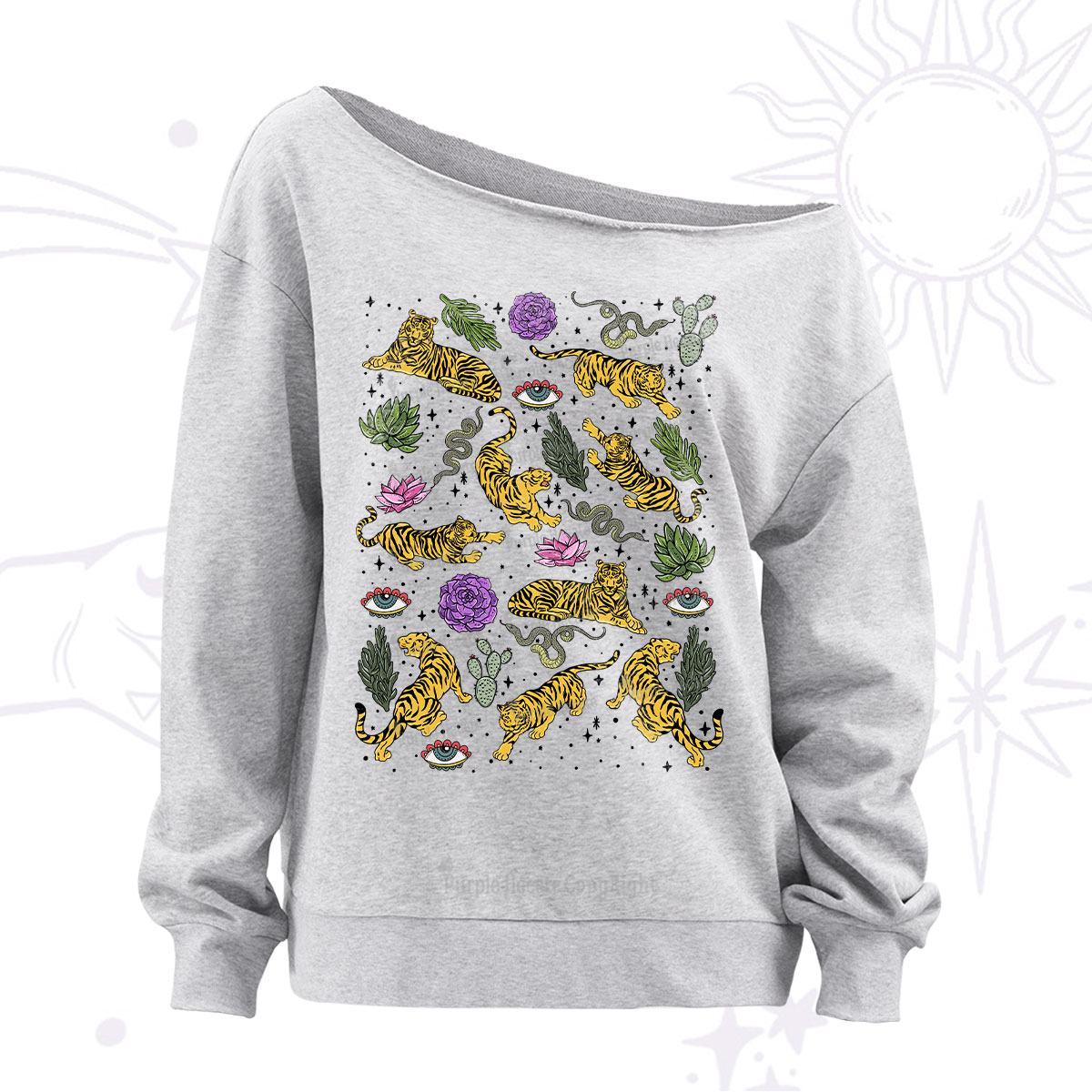 Purplehecate Desert Tiger Off The Shoulder Sweatshirt
