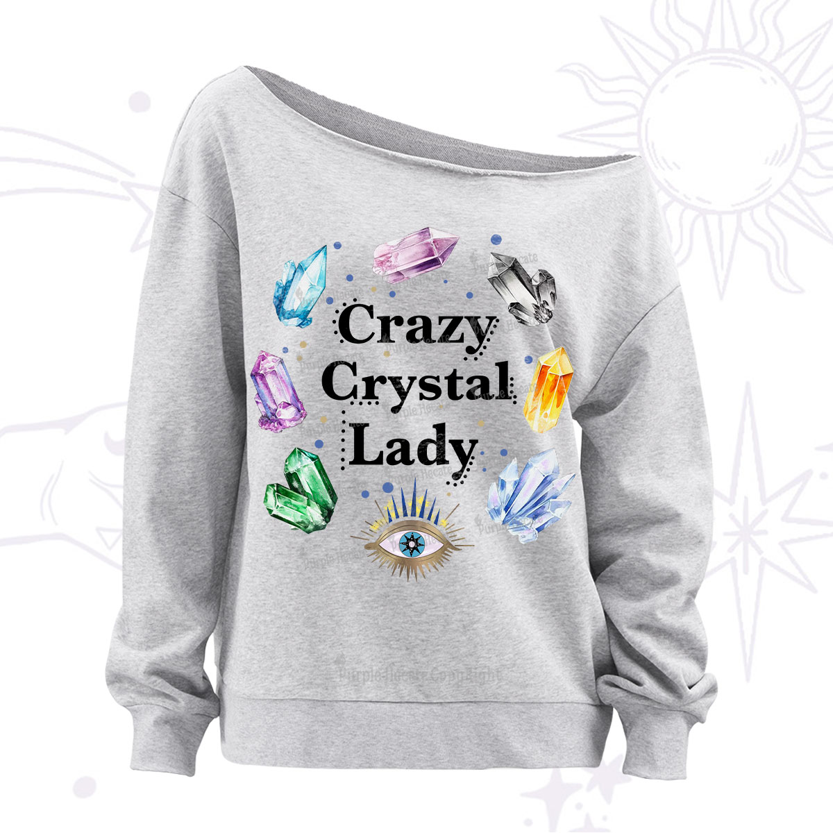 Purplehecate Crazy Crystal Lady Off The Shoulder Sweatshirt