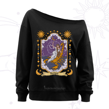 Purplehecate Scorpio Zodiac Off The Shoulder Sweatshirt
