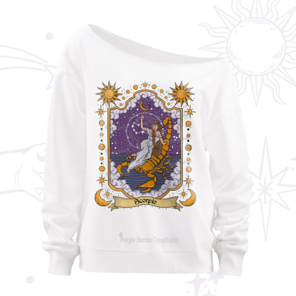 Purplehecate Scorpio Zodiac Off The Shoulder Sweatshirt