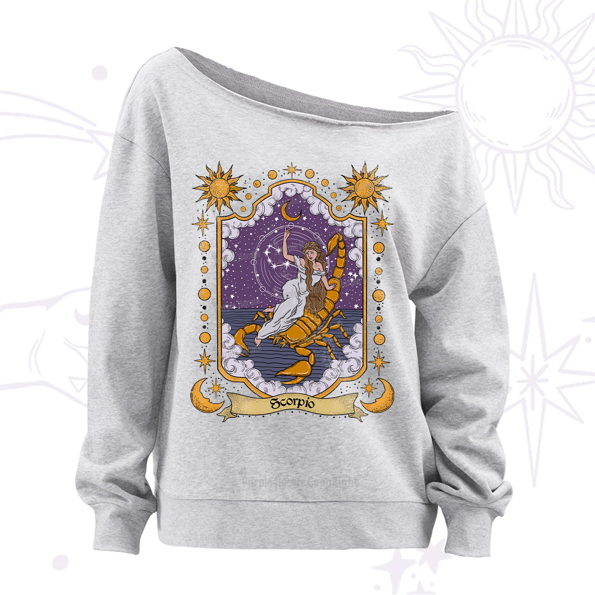 Purplehecate Scorpio Zodiac Off The Shoulder Sweatshirt