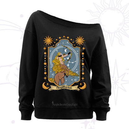 Purplehecate Sagittarius Zodiac Off The Shoulder Sweatshirt