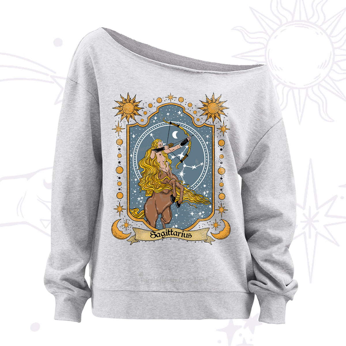 Purplehecate Sagittarius Zodiac Off The Shoulder Sweatshirt