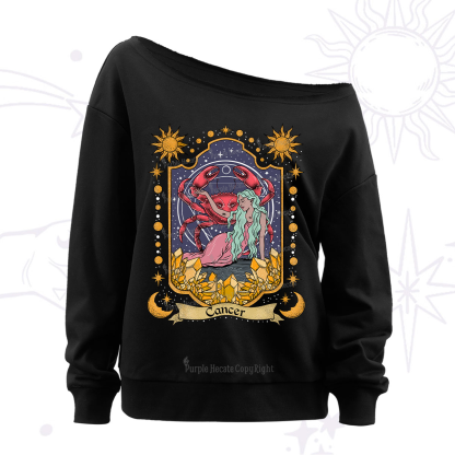 Purplehecate Cancer Zodiac Off The Shoulder Sweatshirt