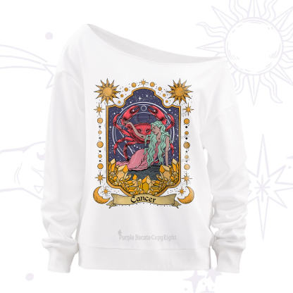 Purplehecate Cancer Zodiac Off The Shoulder Sweatshirt