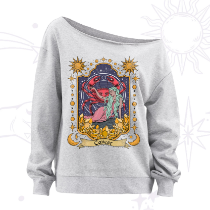 Purplehecate Cancer Zodiac Off The Shoulder Sweatshirt
