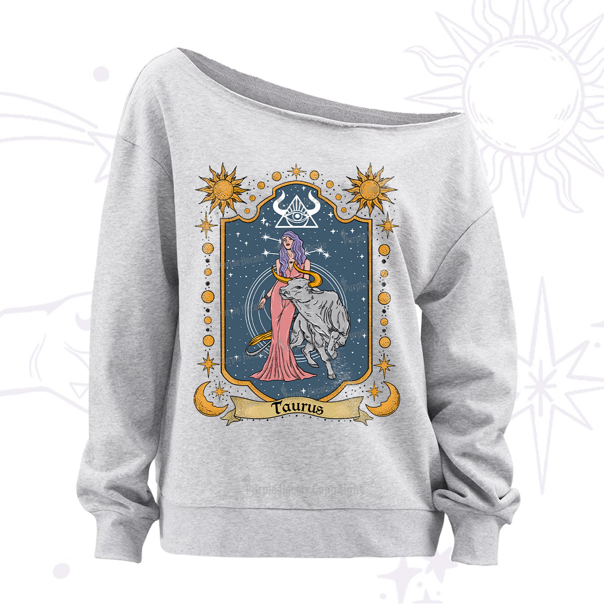 Purplehecate Taurus Zodiac Off The Shoulder Sweatshirt