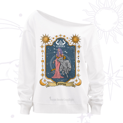 Purplehecate Taurus Zodiac Off The Shoulder Sweatshirt