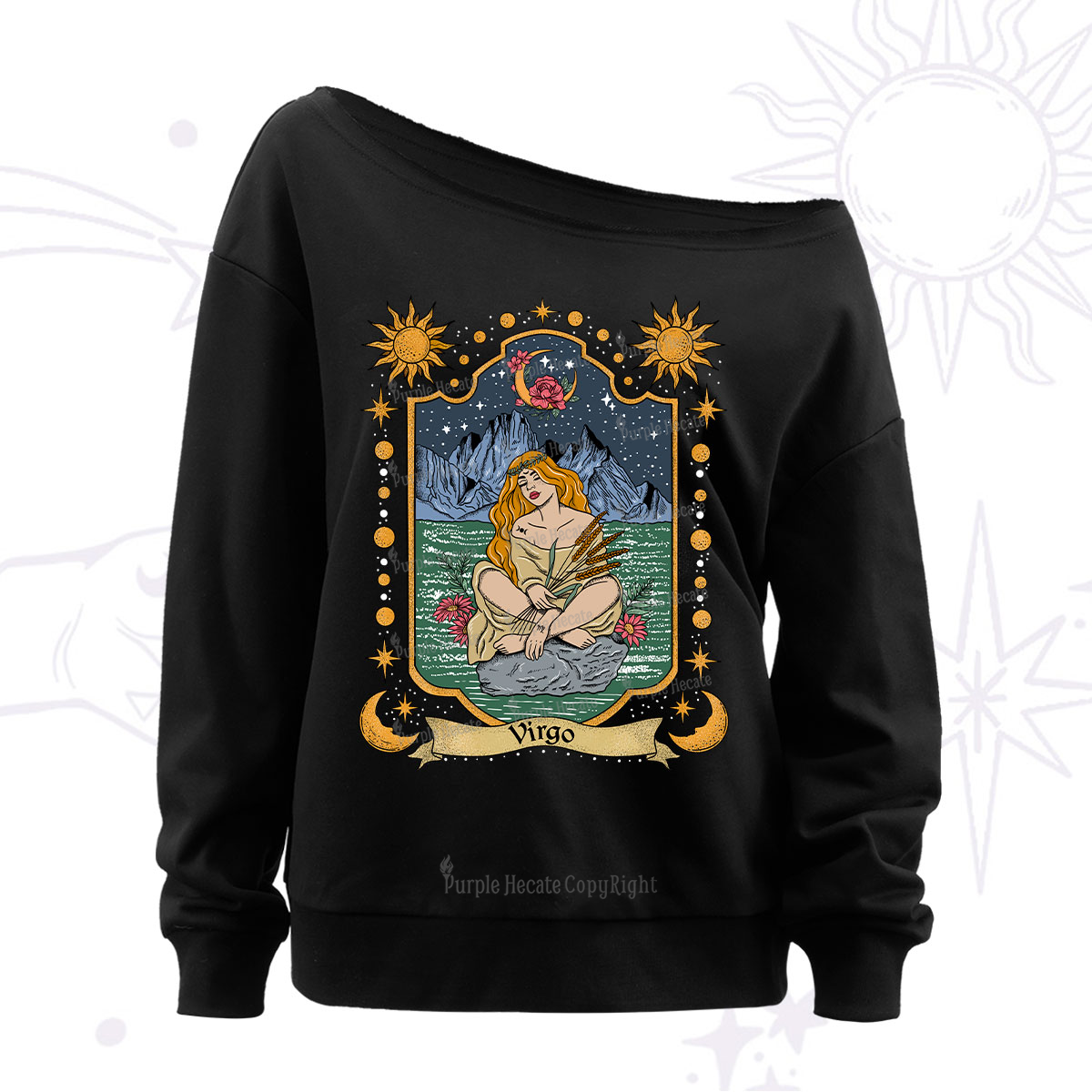 Purplehecate Virgo Zodiac Off The Shoulder Sweatshirt