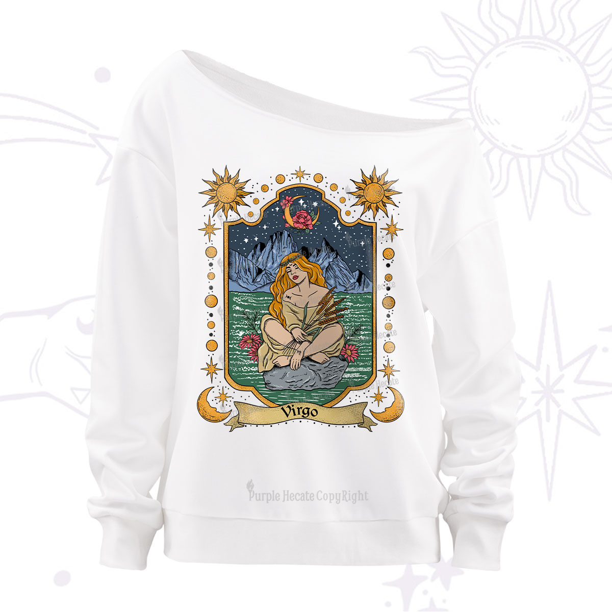 Purplehecate Virgo Zodiac Off The Shoulder Sweatshirt