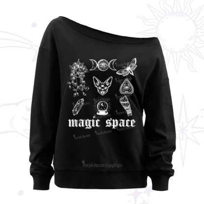 Purplehecate Magic Space Off The Shoulder Sweatshirt