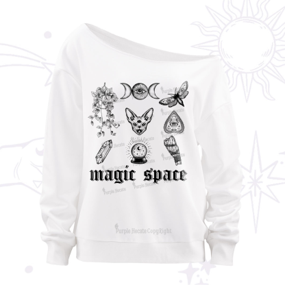 Purplehecate Magic Space Off The Shoulder Sweatshirt