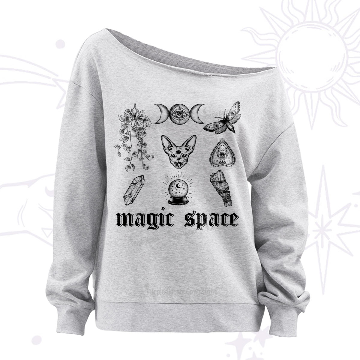 Purplehecate Magic Space Off The Shoulder Sweatshirt