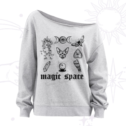 Purplehecate Magic Space Off The Shoulder Sweatshirt