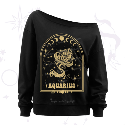 Purplehecate Zodiac Aquarius Under the Stars Off The Shoulder Sweatshirt