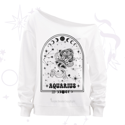 Purplehecate Zodiac Aquarius Under the Stars Off The Shoulder Sweatshirt