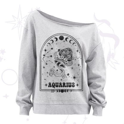 Purplehecate Zodiac Aquarius Under the Stars Off The Shoulder Sweatshirt