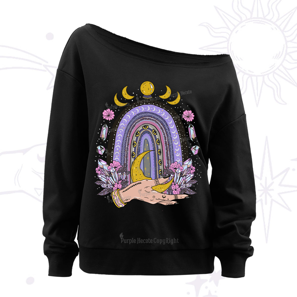 Purplehecate Magic Rainbow Off The Shoulder Sweatshirt