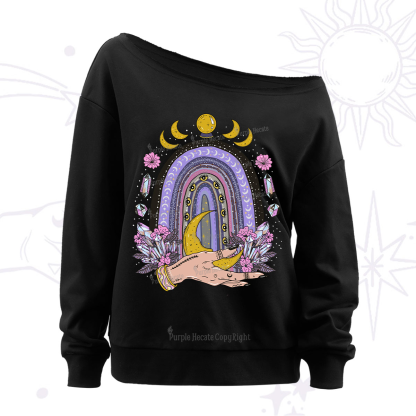Purplehecate Magic Rainbow Off The Shoulder Sweatshirt