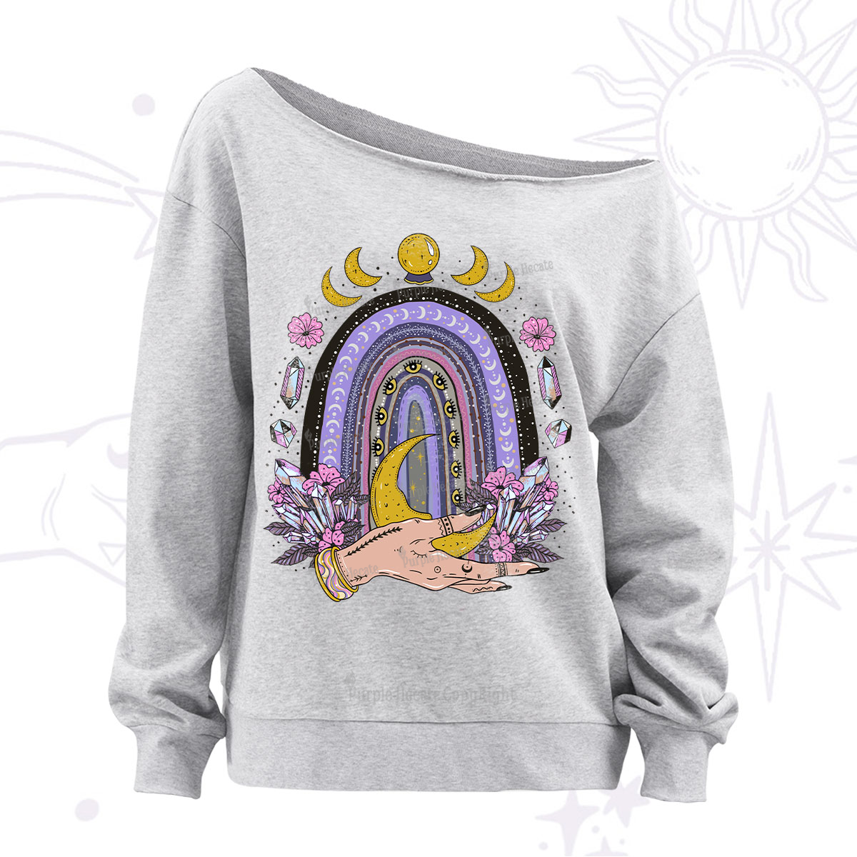 Purplehecate Magic Rainbow Off The Shoulder Sweatshirt