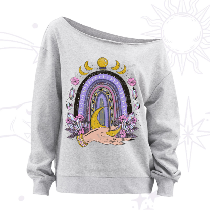 Purplehecate Magic Rainbow Off The Shoulder Sweatshirt