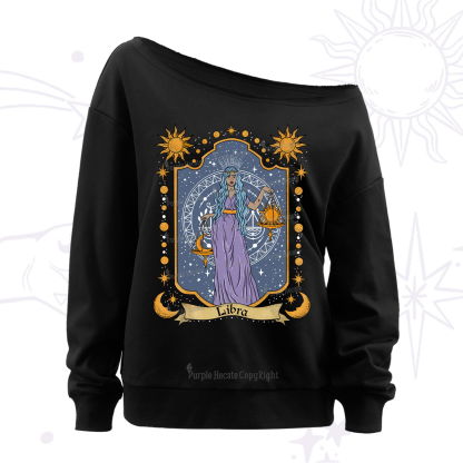 Purplehecate Libra Zodiac Off The Shoulder Sweatshirt