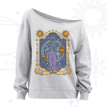 Purplehecate Libra Zodiac Off The Shoulder Sweatshirt