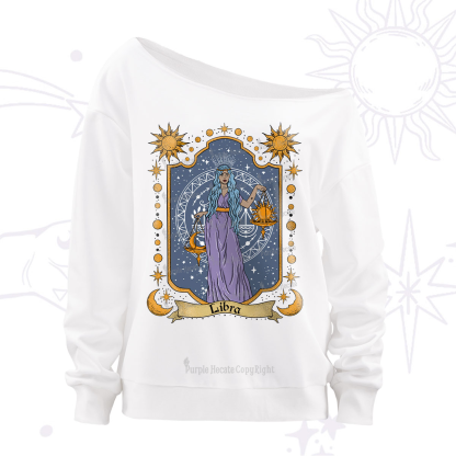 Purplehecate Libra Zodiac Off The Shoulder Sweatshirt
