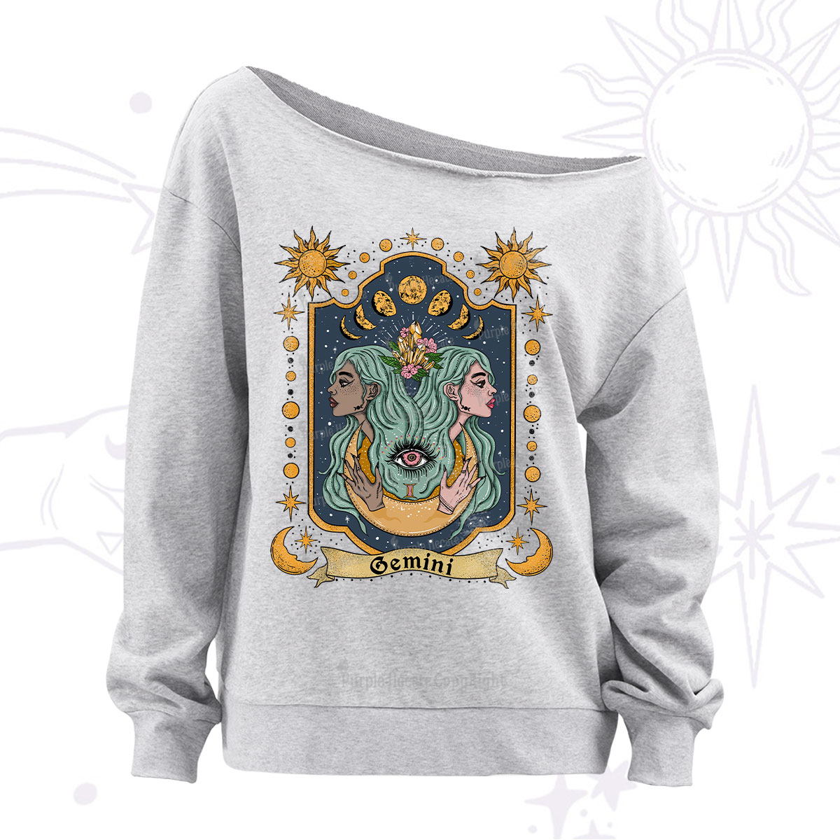 Purplehecate Gemini Zodiac Off The Shoulder Sweatshirt