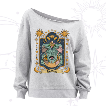 Purplehecate Gemini Zodiac Off The Shoulder Sweatshirt