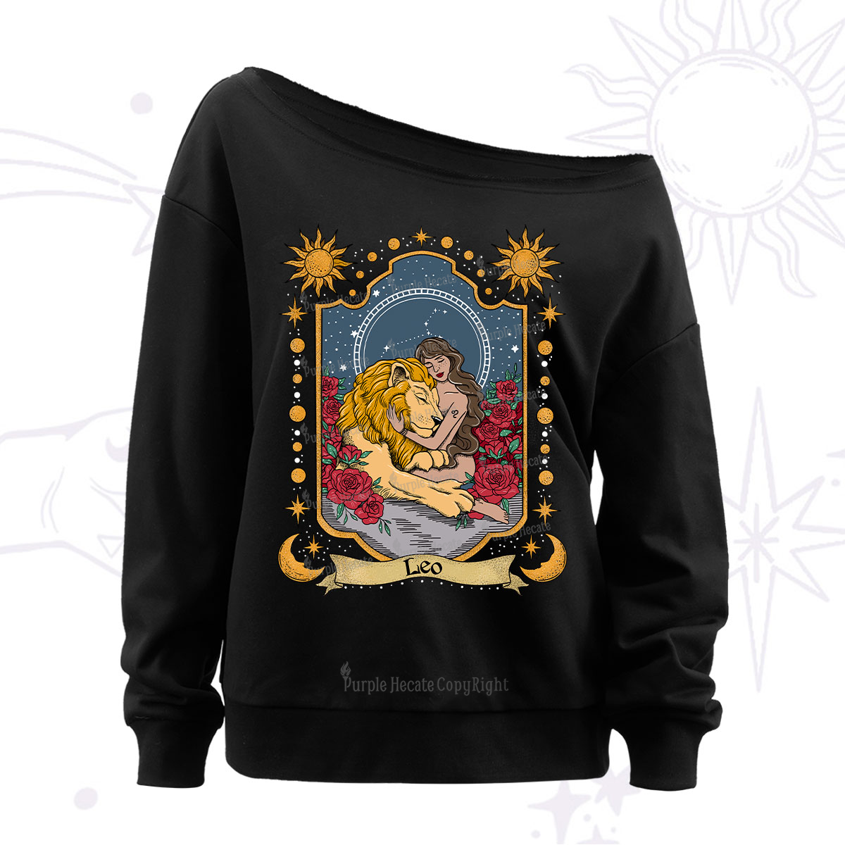 Purplehecate Leo Zodiac Off The Shoulder Sweatshirt