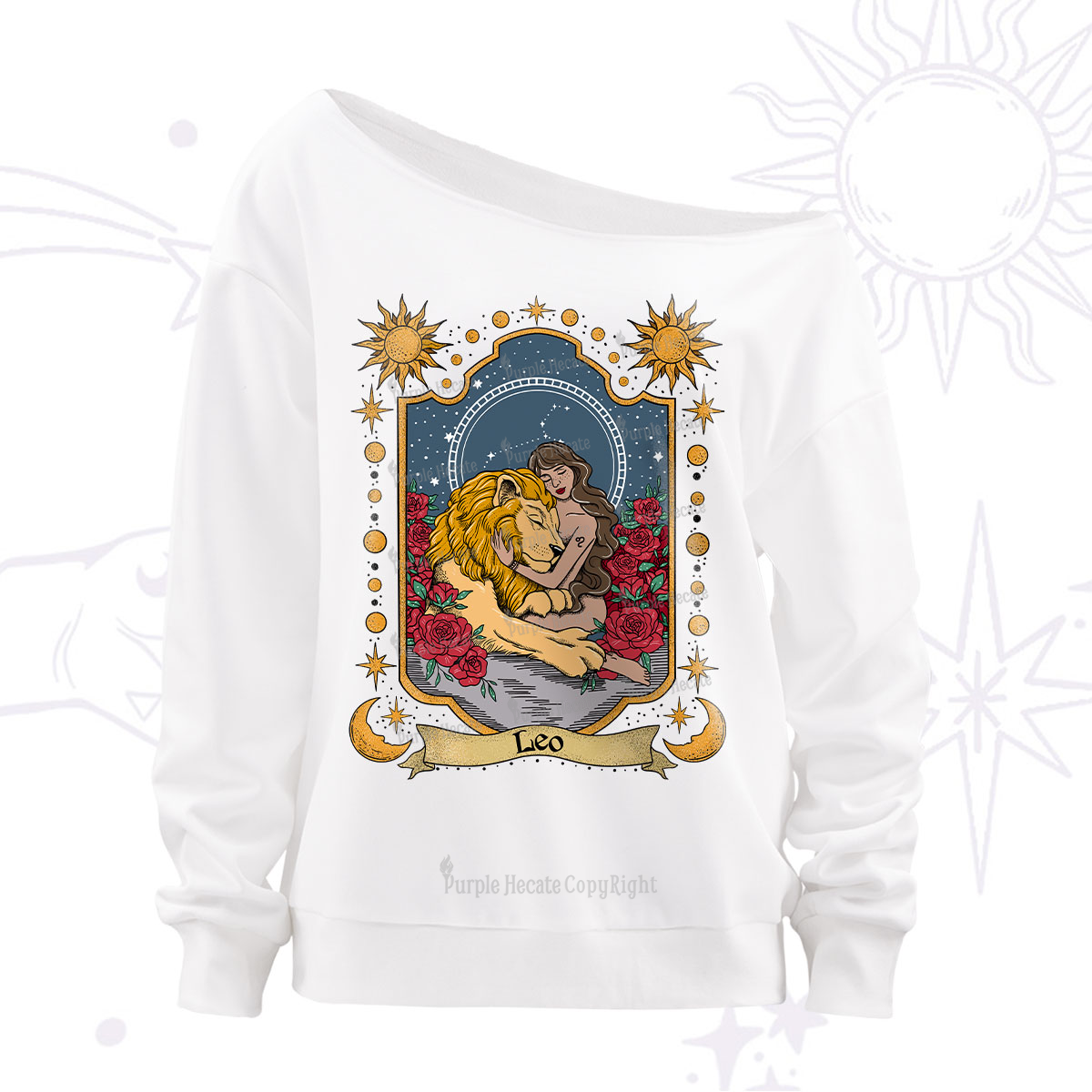 Purplehecate Leo Zodiac Off The Shoulder Sweatshirt