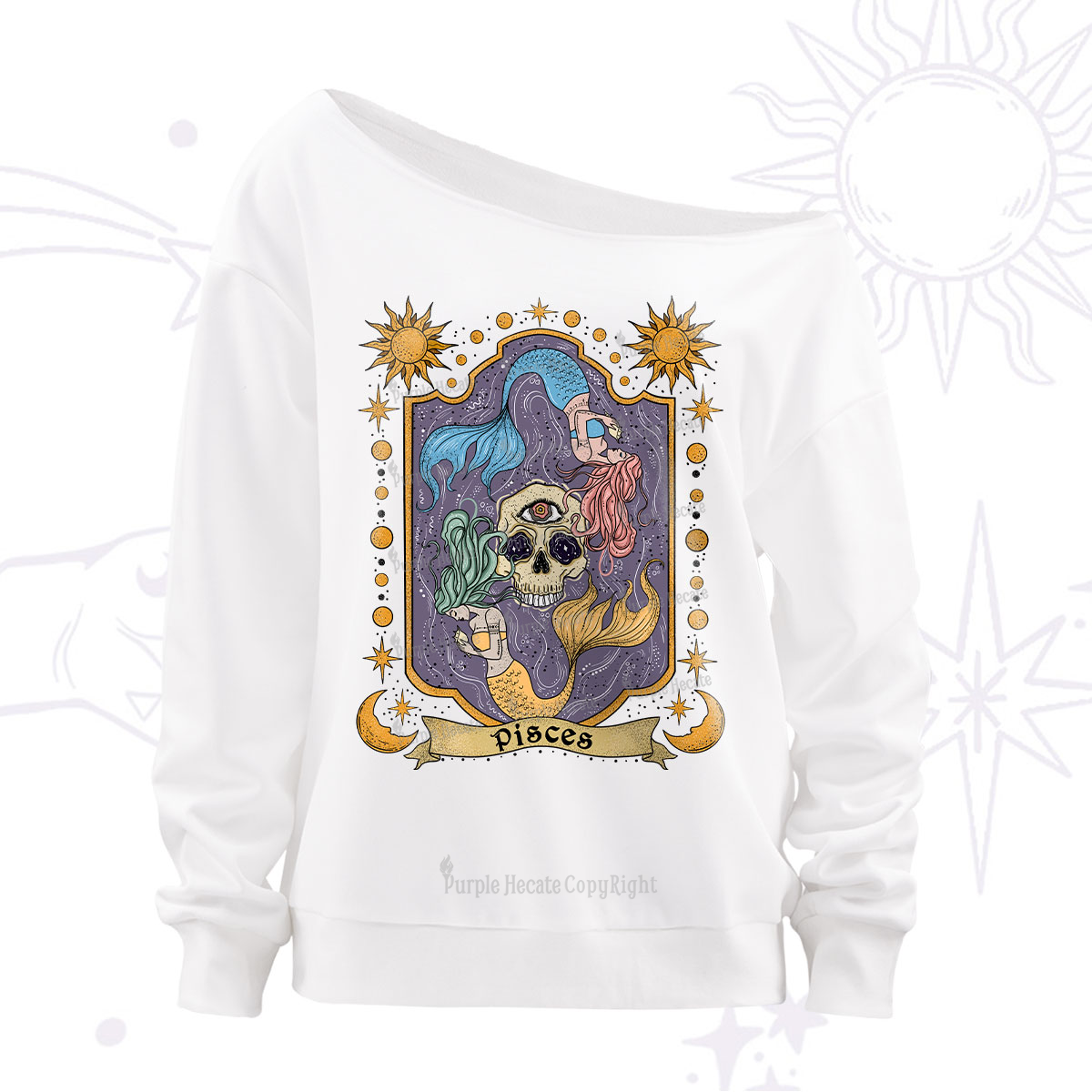 Purplehecate Pisces Zodiac Off The Shoulder Sweatshirt