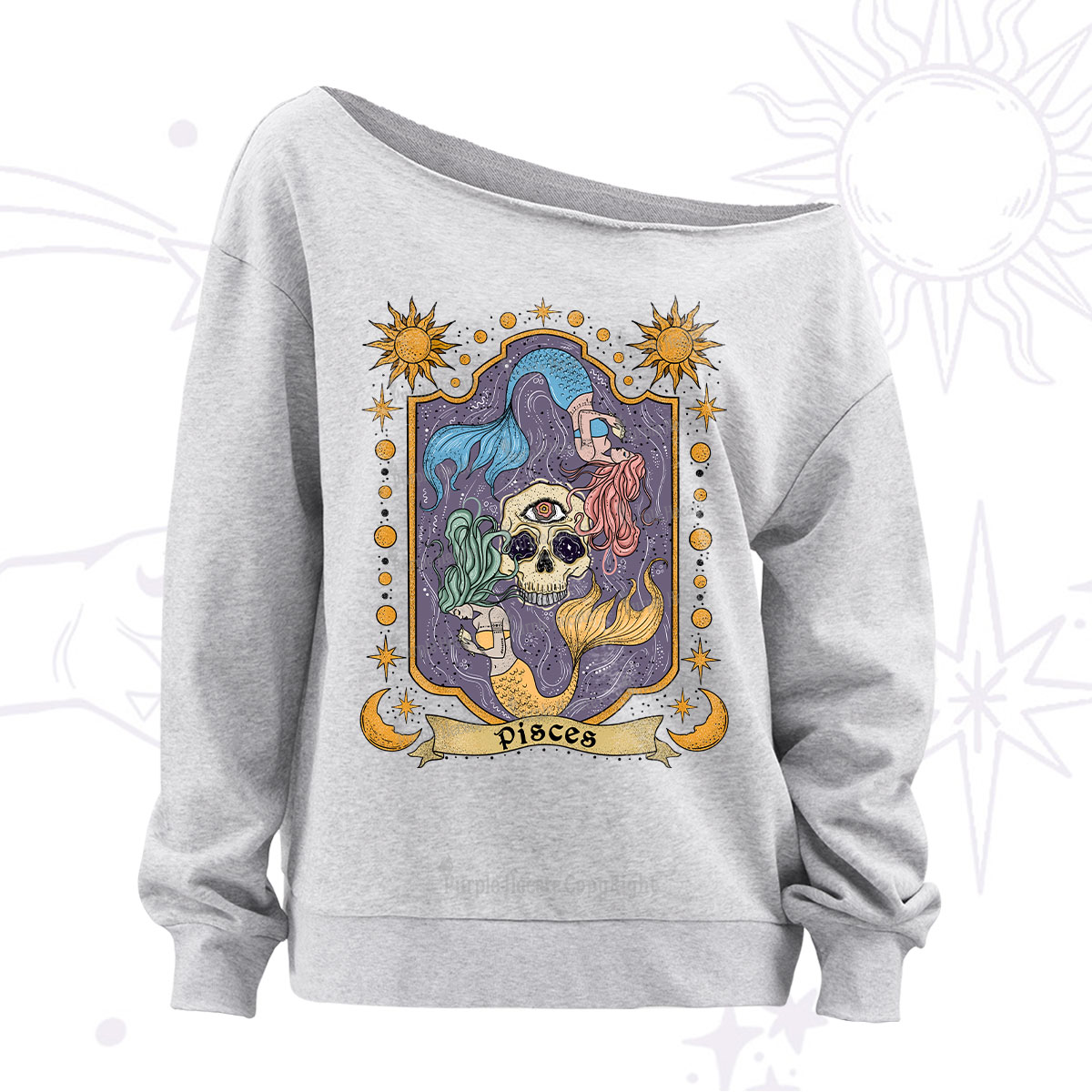 Purplehecate Pisces Zodiac Off The Shoulder Sweatshirt
