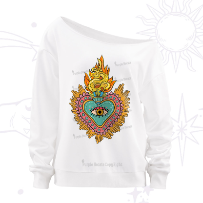 Purplehecate Rainbow Sacred Heart Off The Shoulder Sweatshirt