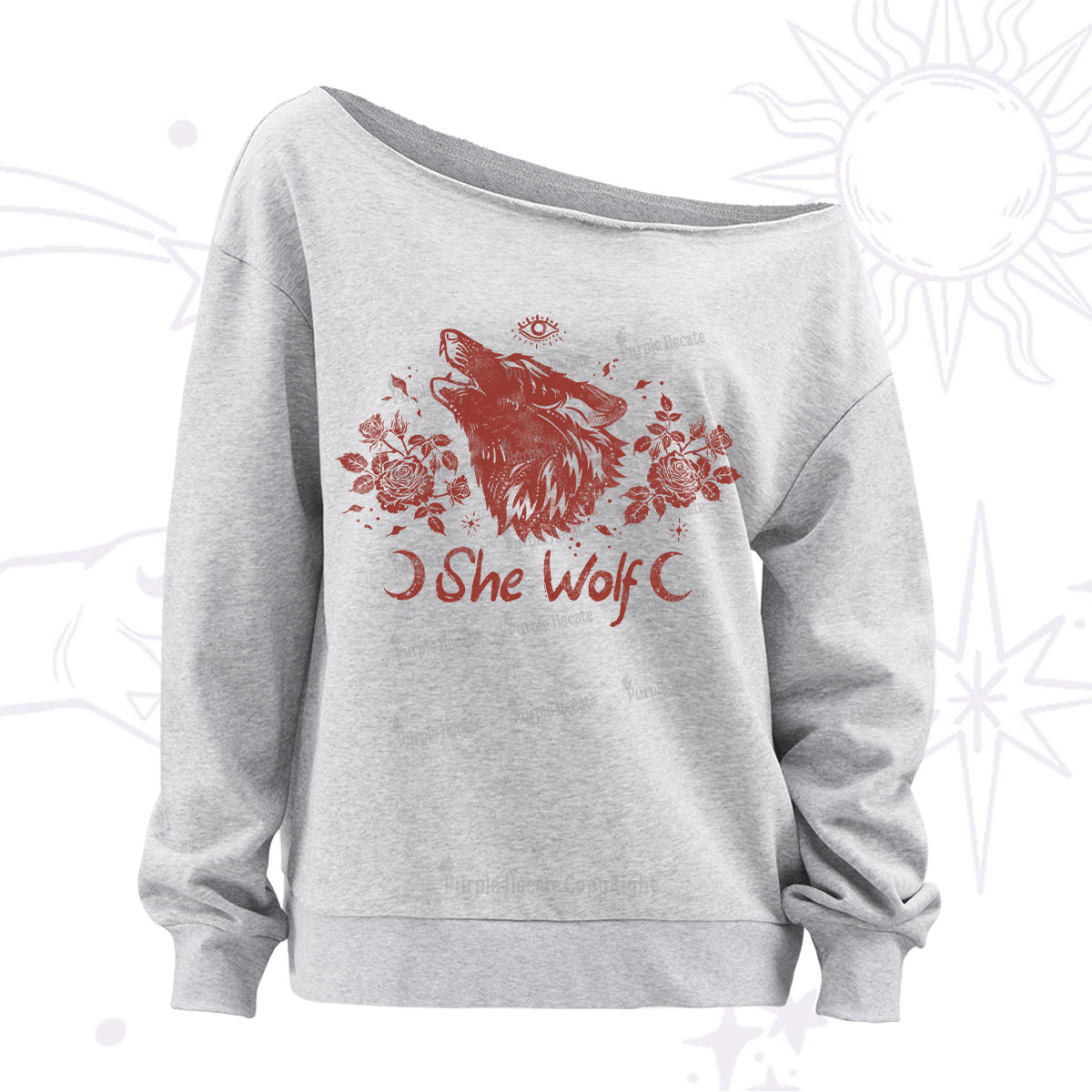 Purplehecate She Wolf Off The Shoulder Sweatshirt