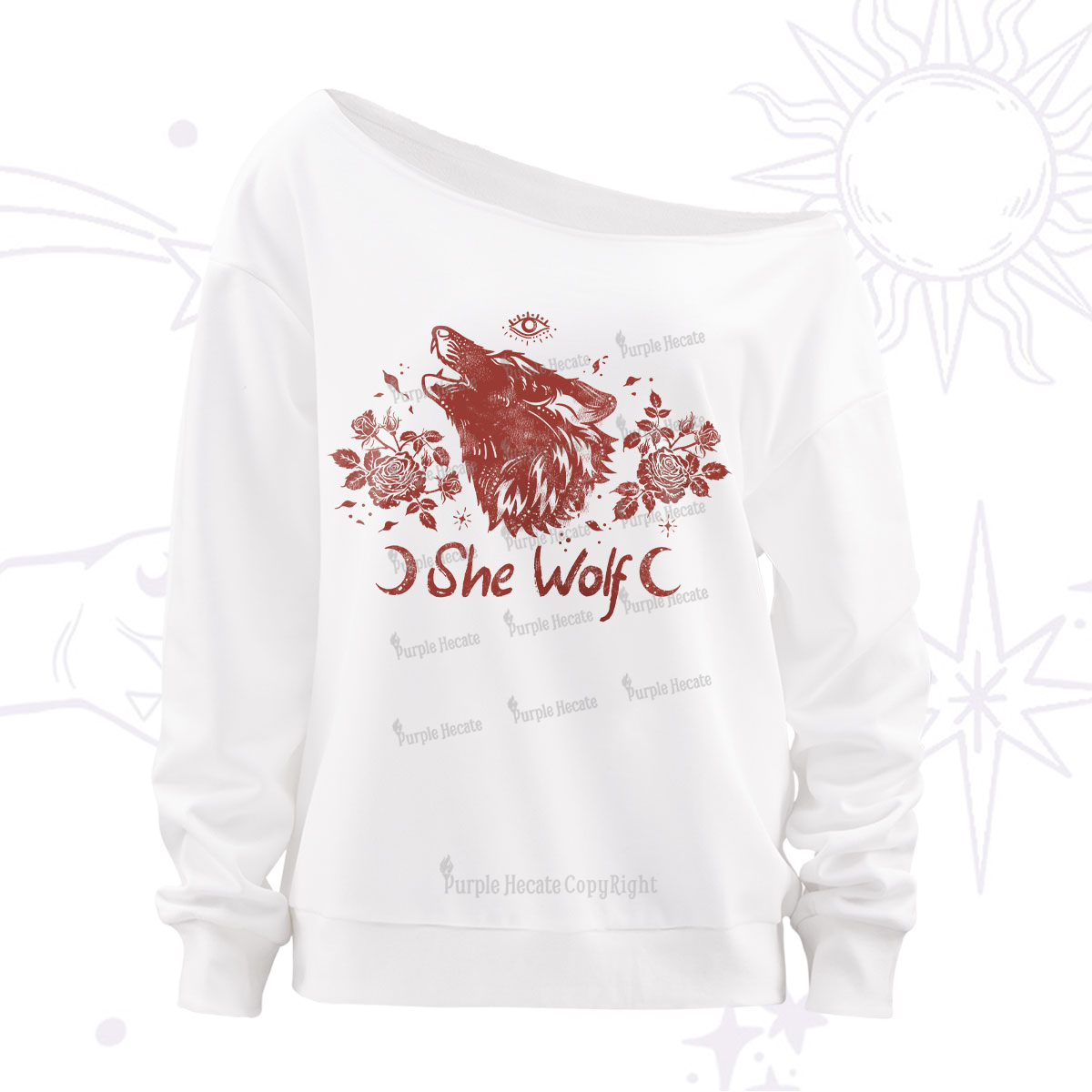 Purplehecate She Wolf Off The Shoulder Sweatshirt