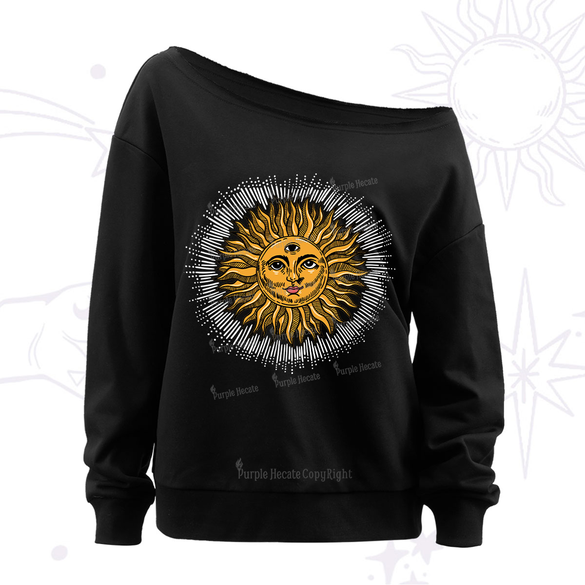 Purplehecate Sat Nam Off The Shoulder Sweatshirt
