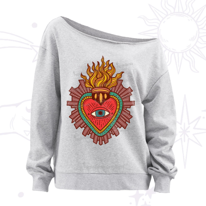 Purplehecate Sacred Heart Off The Shoulder Sweatshirt